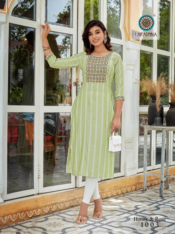 Aradhna Honey And Rose 1 Viscose Embroidery Kurti Collection